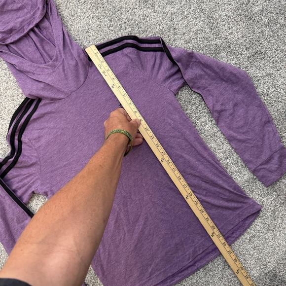 Adidas Hoodie Shirt Mens Small Climalite Long Sleeve Pullover 3 Stripe Athletic - Picture 2 of 12